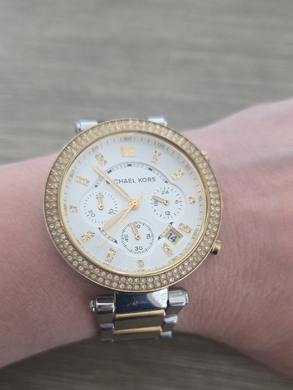 Michael Kors Two-Tone Gold and Silver Crystal Bezel Women's Watch